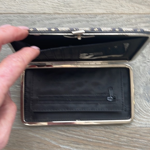 EUC Silver, Black, White, Metallic Crocheted Wallet/Clutch-8”x4” - Picture 5 of 6